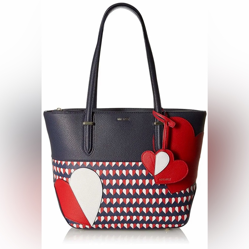 Nine West Navy and Red Heart Tote